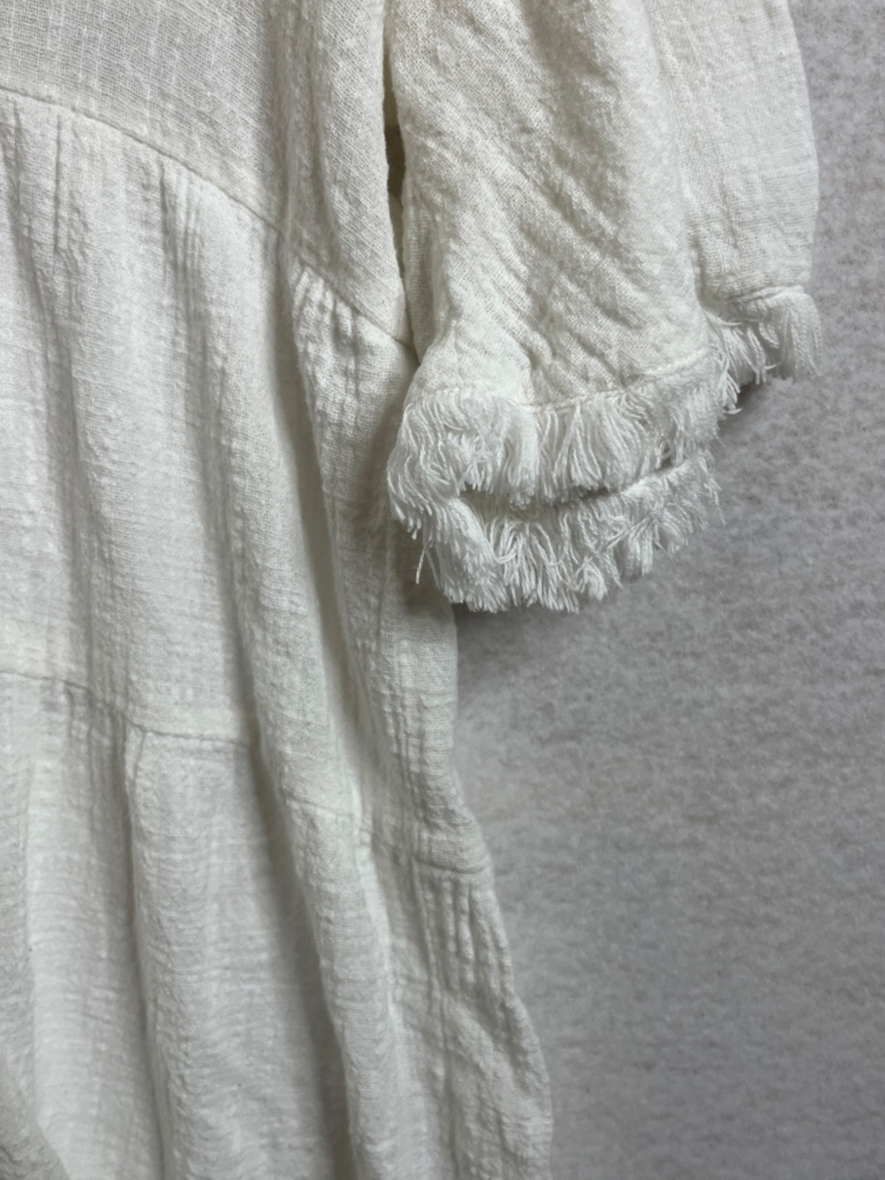 MSK White Gauze Tiered Babydoll Dress Boho Cottagecore Small - Picture 4 of 5